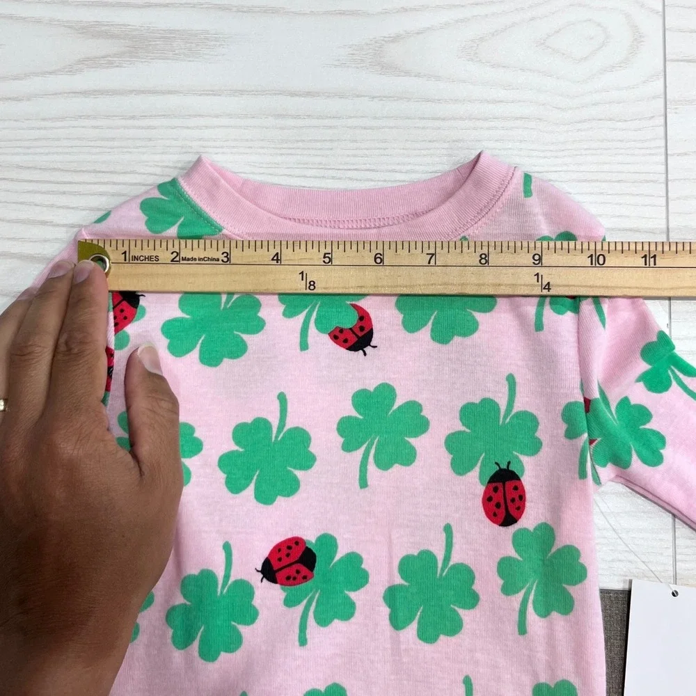 Pink Shamrock Ladybug Pajama Set Girls 4 St Patricks Day 2pc‎ Spring Sleepwear